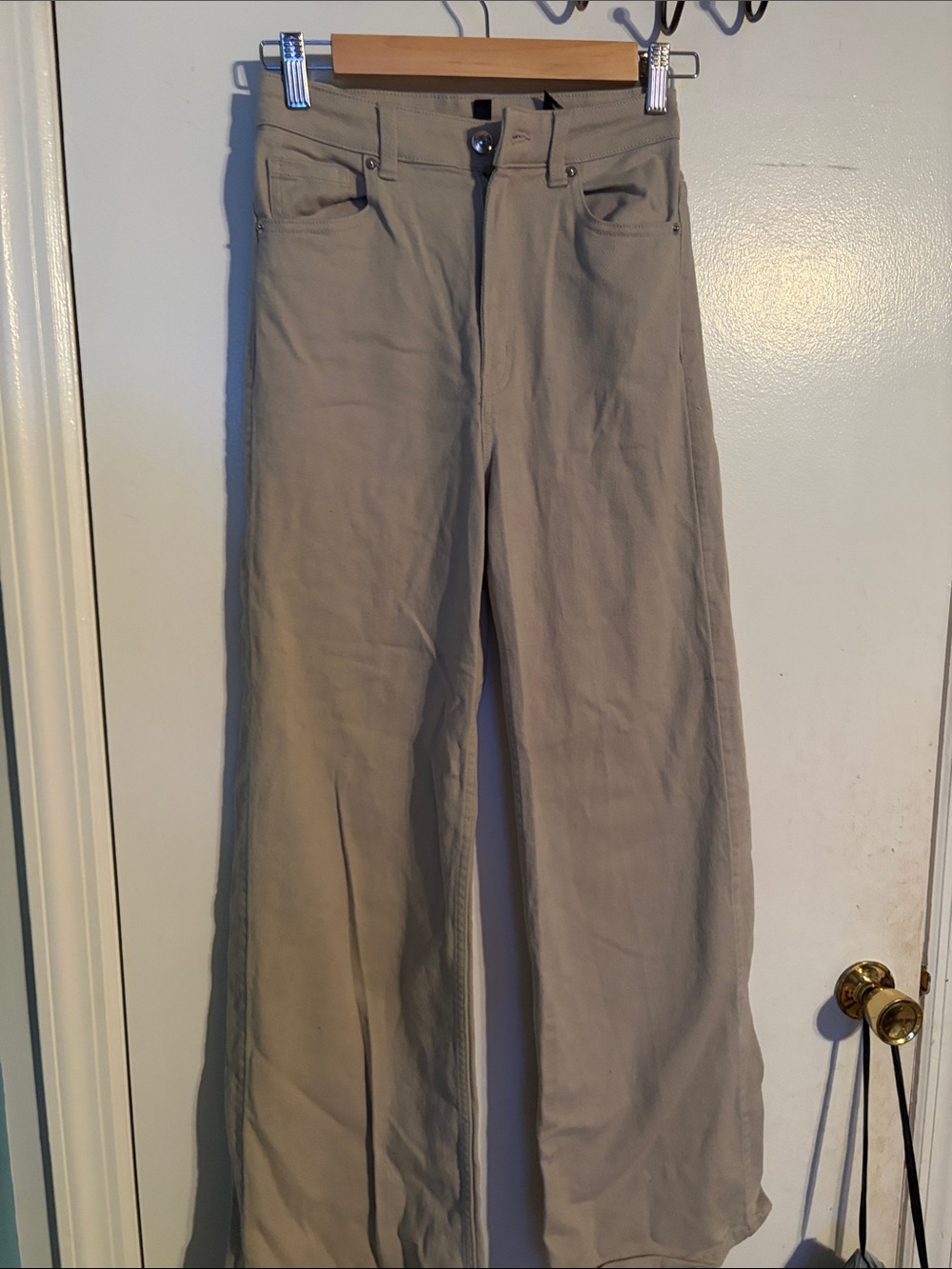 Wide Leg Khaki Pants High Rise - Neutral Tan